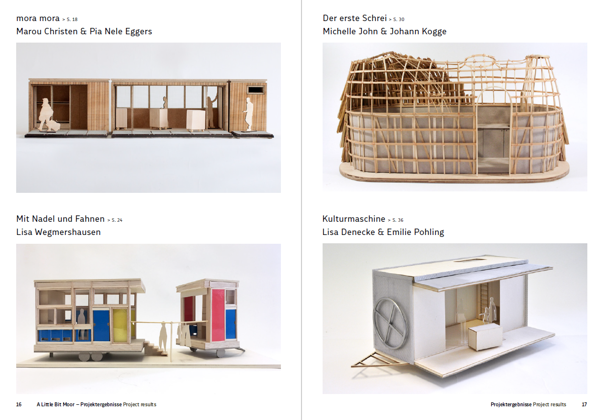 Die vier Entwürfe für mobile Tiny Workspaces (aus Broschüre "A little bit Mo(o)re")